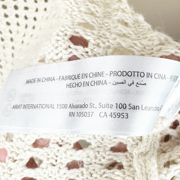 Ariat Cream Open-Knit Frolic Fringe Western Sweater Size Medium - Picture 11 of 17